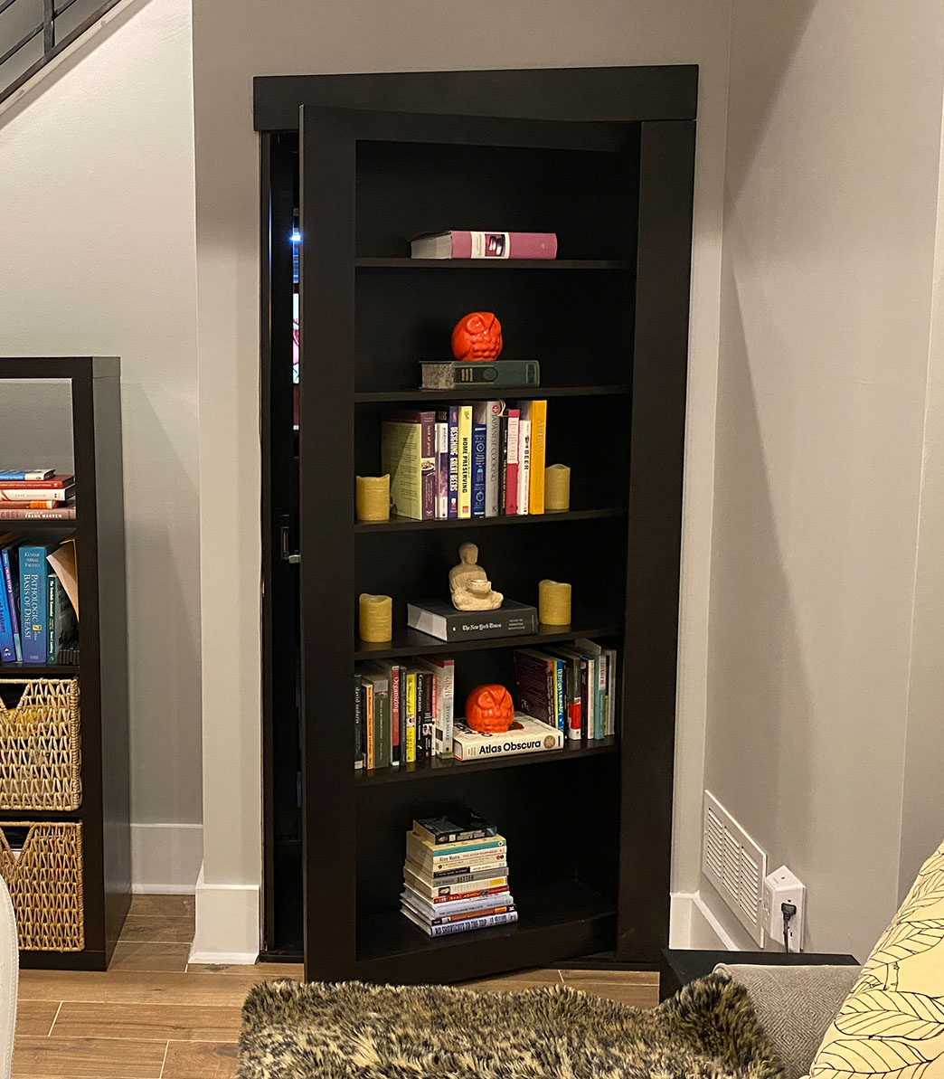 secret bookcase door ajar