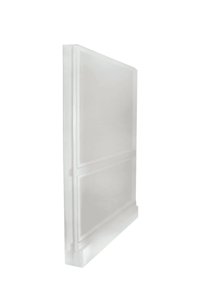 The Secure Panel Secret Door Kit features a frosted, rectangular glass panel with defined edges, standing upright on a white background and evoking the allure of hidden passageways within its sleek design.