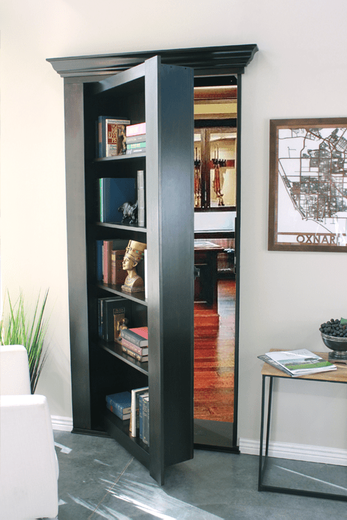 secret bookcase door ajar