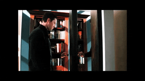 gif of someone opening a latched mirror door